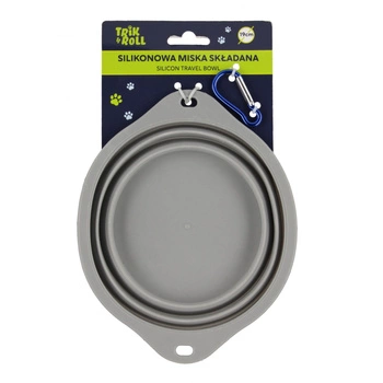 Miska dla zwierząt silikonowa składana szara 19cm TRIK&ROLL 560889
