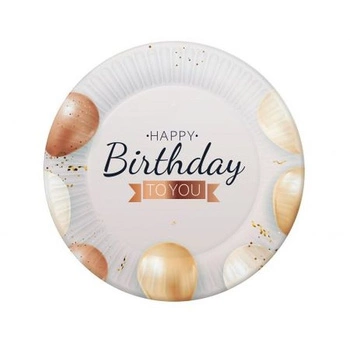 Talerzyki pap. Happy Birthday, 18 cm, 6 szt. BB
