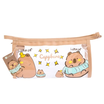 Piórnik transparentny z nadrukiem Kapibara 21x10.5x7cm