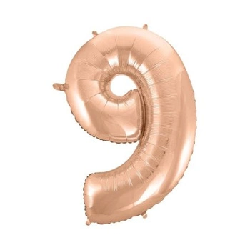 Balon foliowy Cyfra różowo-złota '9' - Wielkość 92cm