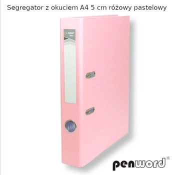 SEGREGATOR Z OKUCIEM A4 5 cm RÓZOWY PASTELOWY