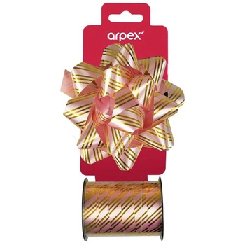 Zestaw do dekoracji prezentów w paski różowy