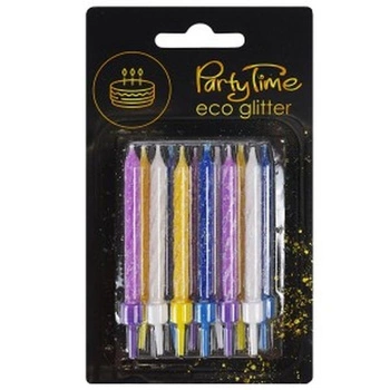 Świeczki urodzinowe z eko-brokatem (12 szt.)