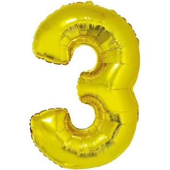 Balon foliowy Cyfra Złota '3'- Wielkość 35cm