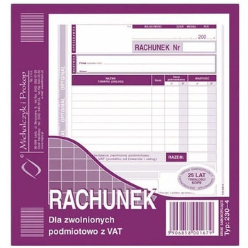 RACHUNEK 2/3 A5 DLA ZW.PODM.Z VAT