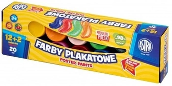 Farby plakatowe ASTRA 12+2 kol x 20 ml  Standard box