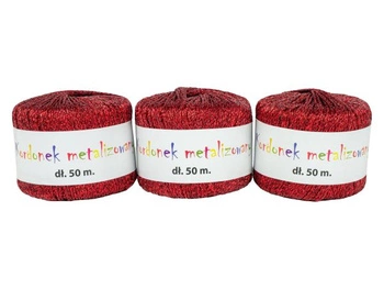 Kordonek KOB-04 metalizowany czerwony 2mm X50m op.= 3szt.
