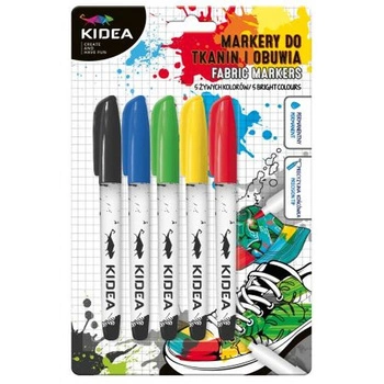 Markery do Obuwia i Tkanin 5 KOLORÓW KIDEA