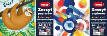 Zeszyt A4 Papierów Kolorowych Samoprzylepnych 8 kolorów Baniamin