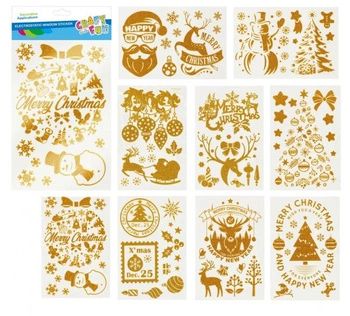  Craft with Fun Ozdoba Boże Narodzenie folia elektrostatyczna brokatowa 9 arkuszy