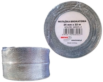 Wstążka brokatowa 25mm WB25-2 srebrna