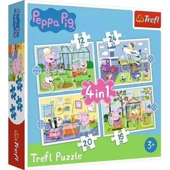 Puzzle 4w1 Wspomnienia Peppy z Wakacji Trefl