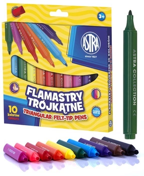 FLAMASTRY TRÓJKĄTNE JUMBO - 10 KOLORÓW