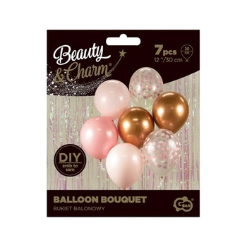 Bukiet balonowy B&C różowo-miedziany, 7 szt.