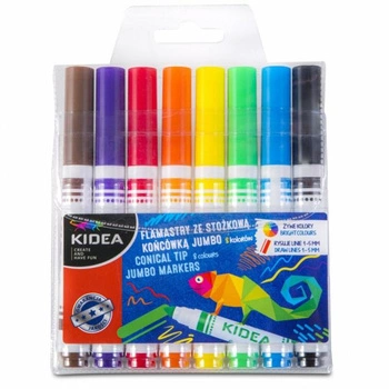 Kidea Flamastry ze stożkową końcówką 8 kolorów