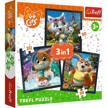 Puzzle 3w1 POZNAJ UROCZE KOCIAKI Trefl