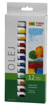 Farba olejna, zestaw 12 kolorów x 12 ml, Happy Color