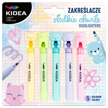 Zakreślacze słodkie chwile 5 kolorów Kidea