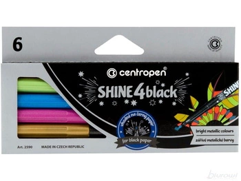 Zestaw Markerów metalicznych Centropen „Shine 4 Black' 2590, 6szt w op