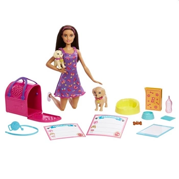 Barbie Adopcja piesków Zestaw do zabawy + lalka HKD86