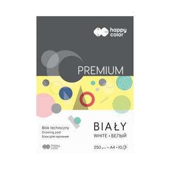 Happy Color Blok techniczny  A4- białe kartki Premium 250g