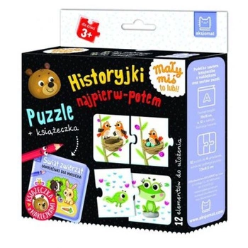 Historyjki najpierw-potem. Puzzle + książeczka. Mały miś to lubi! 3+