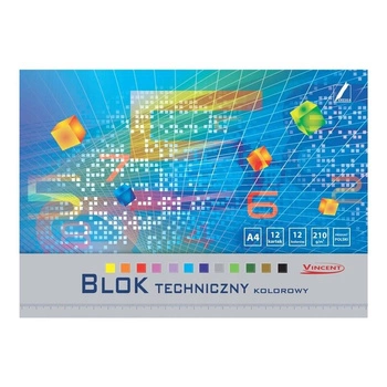 Blok techniczny kolorowy VINCENT A4-12 210g