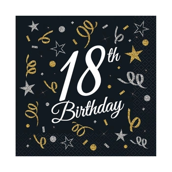 Serwetki B&C 18th Birthday, certyfikat FSC, 33x33 cm, 20 sztuk