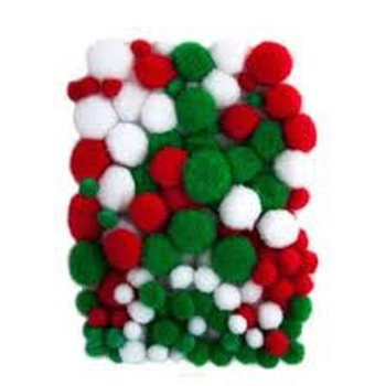 Pompony POM43 MIX białe,czerw., zielone