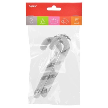 Brokatowe laski choinkowe srebrne (2 szt.)