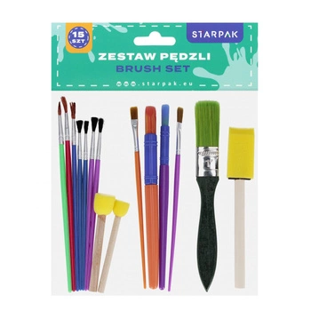 Zestaw pędzli szkolnych kpl 15szt. STARPAK 562604