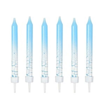 Świeczki urodzinowe z efektem spękania (6 szt.) niebieskie