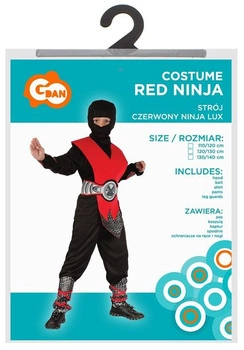 Strój dla dzieci Czerwony ninja lux (koszula, kaptur, spodnie, ochraniacz) 110/120cm