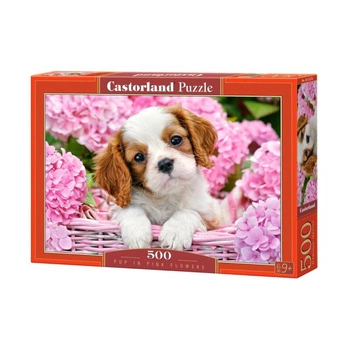 Castorland Puzzle 500 el. B-52233 PUP IN PINK FLOWERS