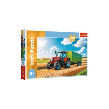 Puzzle 100 el. Maszyny rolinicze - traktor z przyczepą