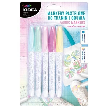 Kidea Markery Pastel do Tkanin 5 kolorów