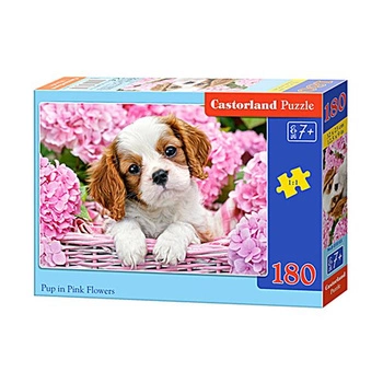 Castorland Puzzle 180 el.  B-018185 Pup in Pink Flowers