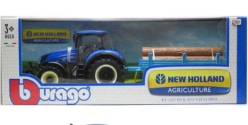 New Holland T7.315 z przyczepą i belami słomy Bburago