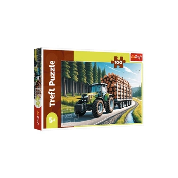 Puzzle 100 el. Ciągnik leśny