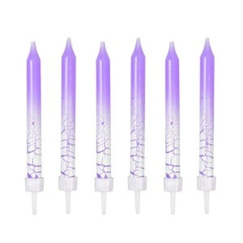Świeczki urodzinowe z efektem spękania (6 szt.) fioletowe