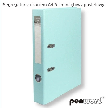 SEGREGATOR Z OKUCIEM A4 5 cm MIĘTOWY PASTELOWY