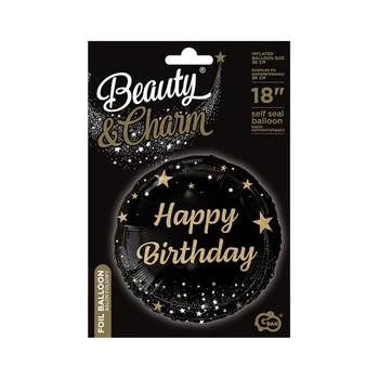 Balon Folia Czarny Happy Birthday
