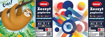 Zeszyt A5 Papierów Kolorowych Samoprzylepnych 8 kolorów Baniamin