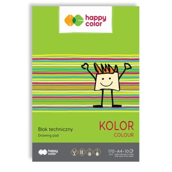 Happy Color Blok techniczny  A4- kolorowe kartki 170g