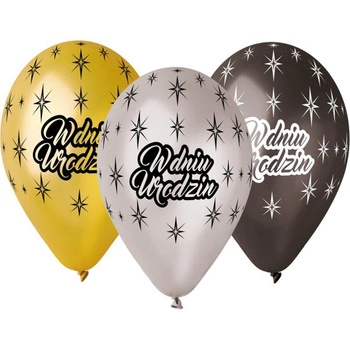 Balony Premium 'W Dniu Urodzin', metaliczne, 12' / 6 sztuk