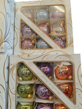 BOMBKI choinkowe zestaw 50MM szkło mix wzorów 9sztuk