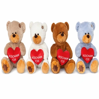 Miś z sercem 'Kocham Cię' Walentynki 25cm  (mix 4 kolory)