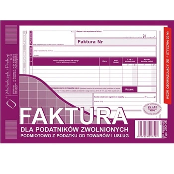 FAKTURA A5 DLA PODATNIKÓW ZWOL.PODM.Z PODATKU OD TOWARU I USŁUG