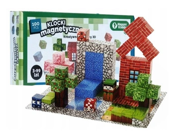 Klocki magnetyczne kreatywne sześciany piksele bloki 100 el. inspirowane Minecraft