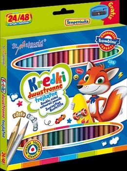 Kredki szkolne trójkątne dwustronne, 24/48 kolory